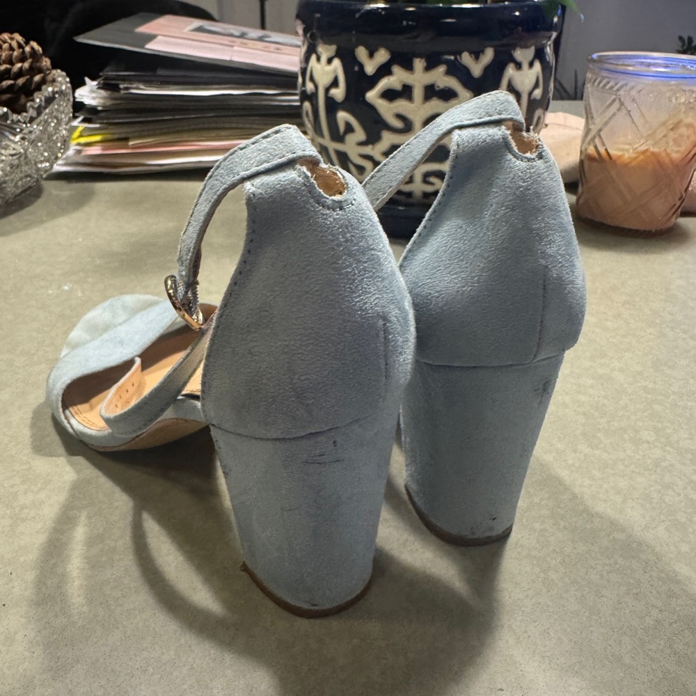 Women's Light Blue Suede Heels